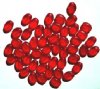 50 8x6mm Transparent Matte Red Flat Oval Glass Beads